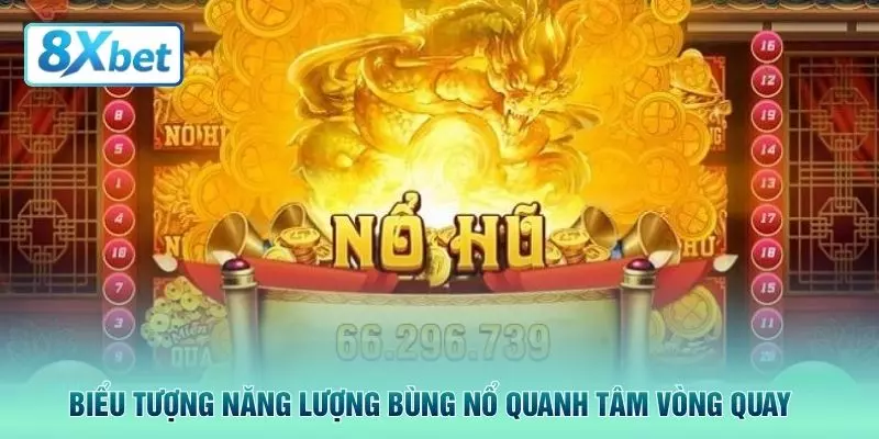 Biểu tượng năng lượng bùng nổ quanh tâm vòng quay 