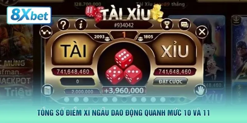 Tổng số điểm xí ngầu dao động quanh mức 10 và 11